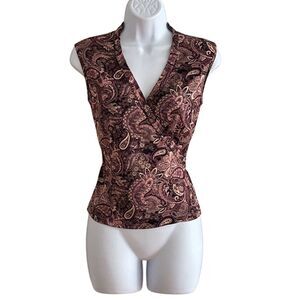 New York & Company Women's Paisley Sleeveless V-Neck Blouse Size M